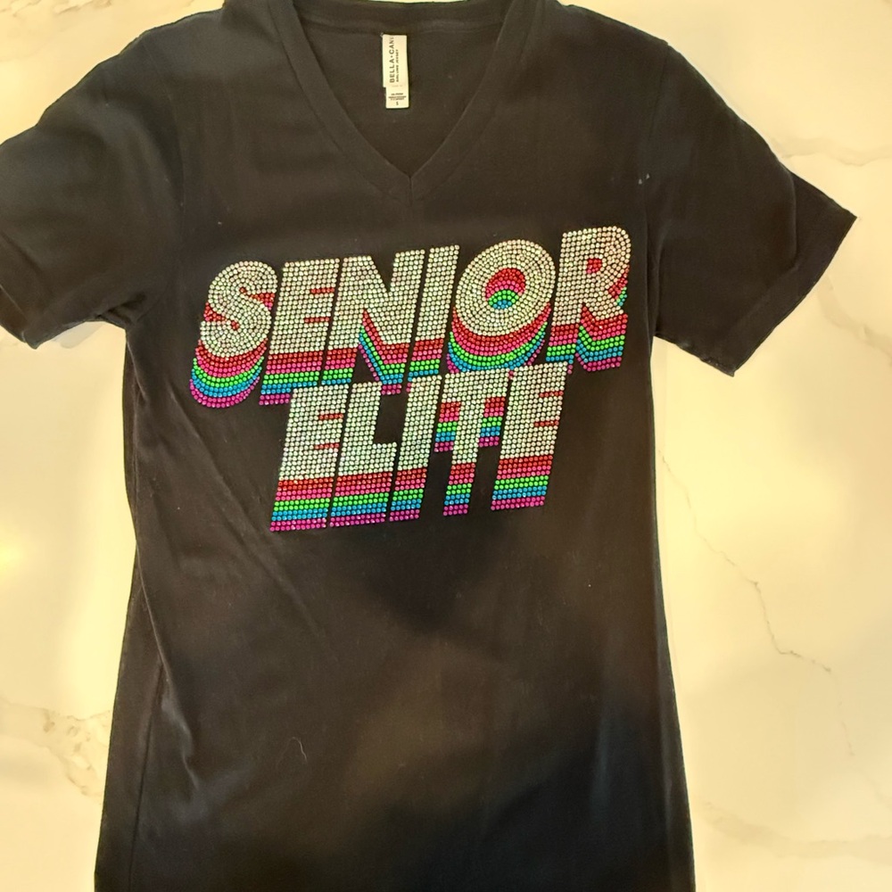 Black Senior Elite Bling V neck
